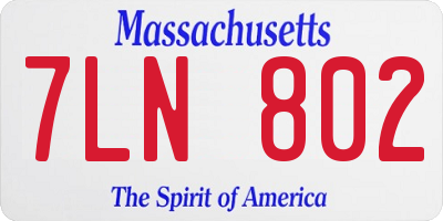 MA license plate 7LN802