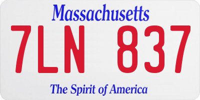 MA license plate 7LN837