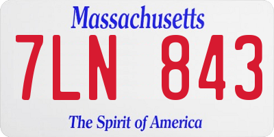 MA license plate 7LN843
