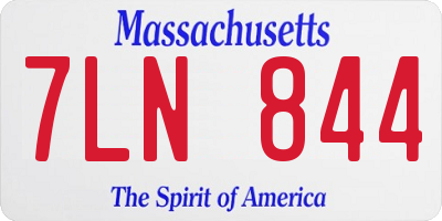 MA license plate 7LN844