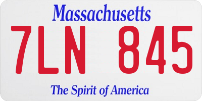 MA license plate 7LN845