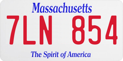MA license plate 7LN854
