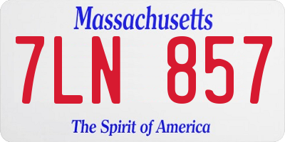 MA license plate 7LN857