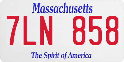 MA license plate 7LN858