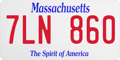MA license plate 7LN860