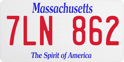 MA license plate 7LN862