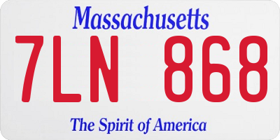 MA license plate 7LN868