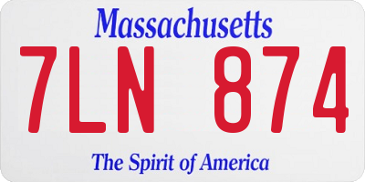 MA license plate 7LN874