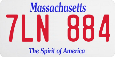 MA license plate 7LN884