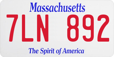 MA license plate 7LN892