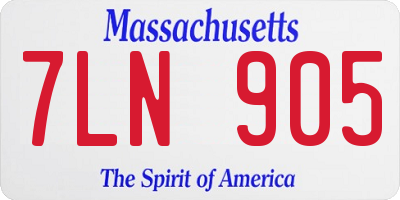 MA license plate 7LN905