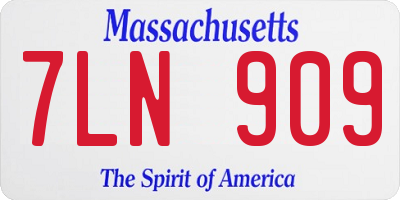 MA license plate 7LN909