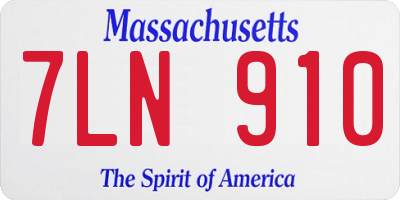 MA license plate 7LN910