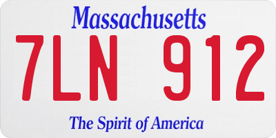 MA license plate 7LN912