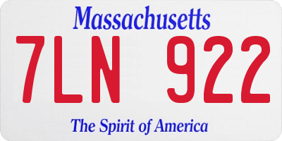 MA license plate 7LN922