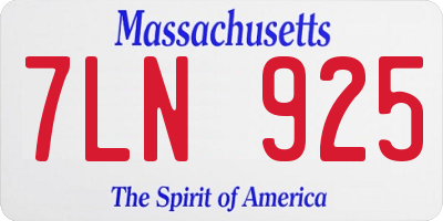 MA license plate 7LN925
