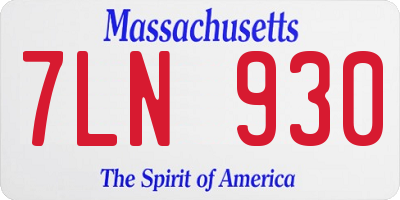MA license plate 7LN930