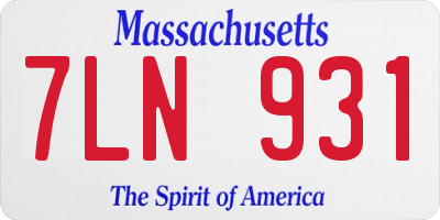 MA license plate 7LN931