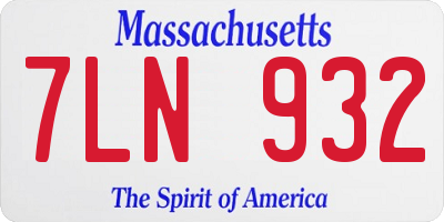 MA license plate 7LN932