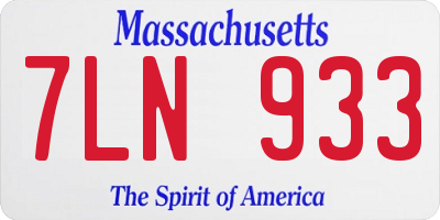 MA license plate 7LN933