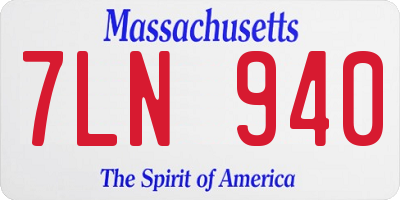MA license plate 7LN940