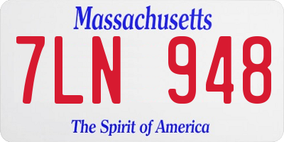 MA license plate 7LN948