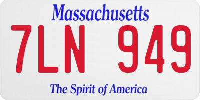 MA license plate 7LN949
