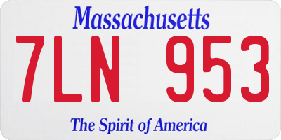 MA license plate 7LN953