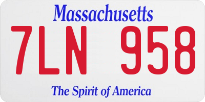 MA license plate 7LN958