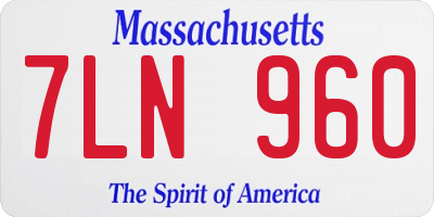 MA license plate 7LN960