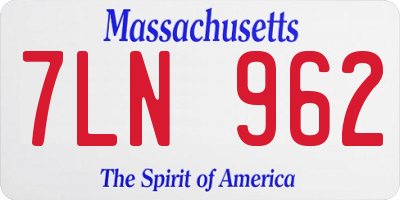 MA license plate 7LN962