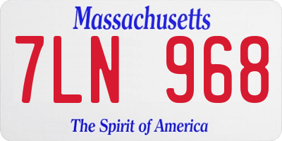 MA license plate 7LN968