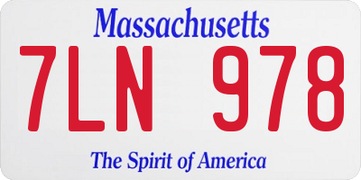 MA license plate 7LN978