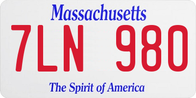MA license plate 7LN980