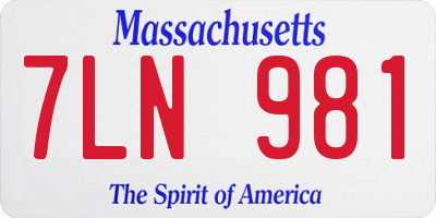MA license plate 7LN981