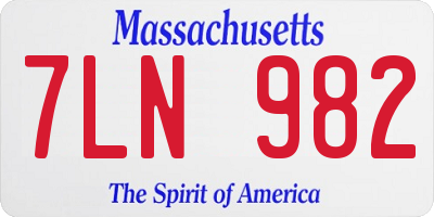 MA license plate 7LN982