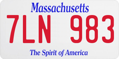 MA license plate 7LN983