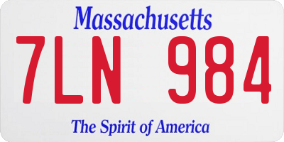 MA license plate 7LN984