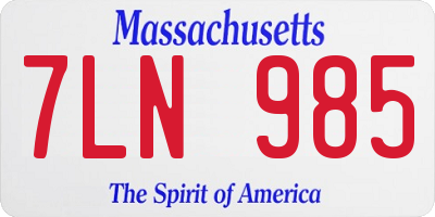 MA license plate 7LN985