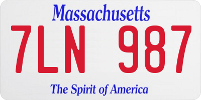MA license plate 7LN987
