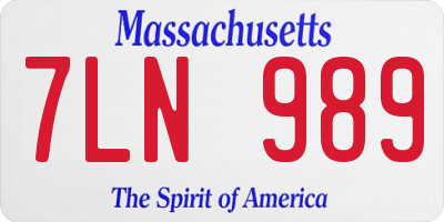 MA license plate 7LN989