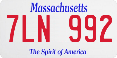 MA license plate 7LN992