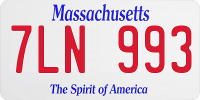 MA license plate 7LN993