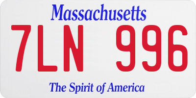 MA license plate 7LN996