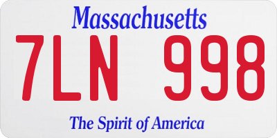 MA license plate 7LN998