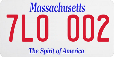 MA license plate 7LO002
