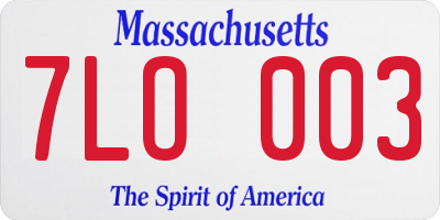 MA license plate 7LO003