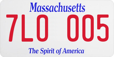 MA license plate 7LO005