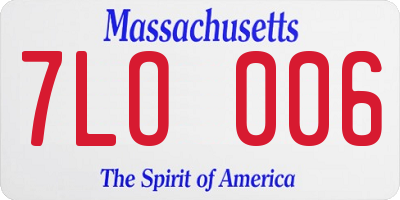 MA license plate 7LO006