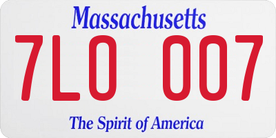 MA license plate 7LO007